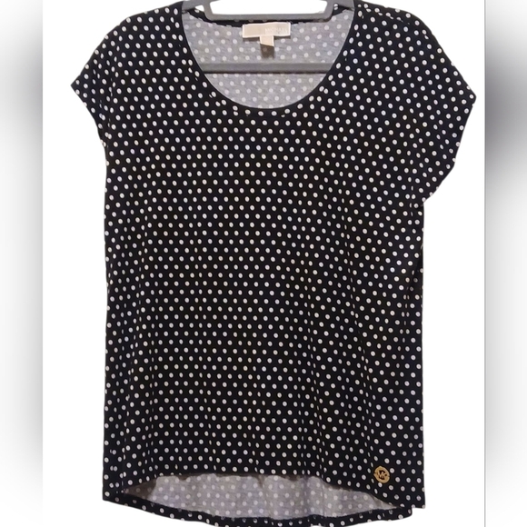 Michael Kors - Black Hi/Lo Blouse With White Poke dots, Flutter Sleeves,... - Picture 8 of 11